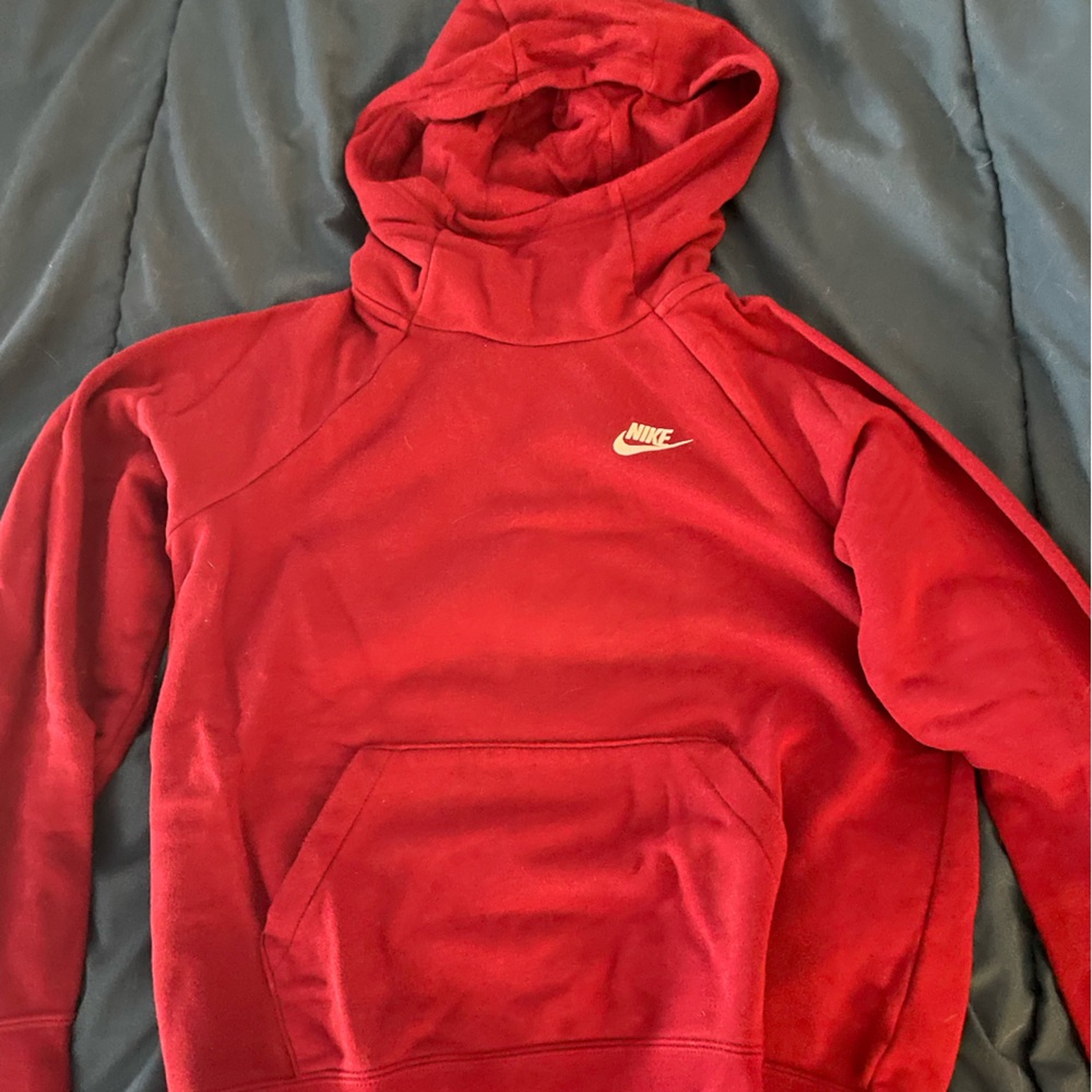 Nike red funnel neck hoodie